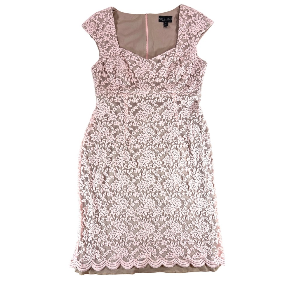 Connected Apparel Gracie Dusty Pink Lace Sheath Dress Size 10 Cocktail